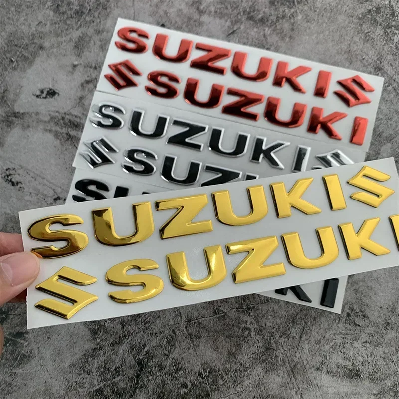 2 pezzi nuovo adesivo moto 3D PVC per Suzuki Sticker 3D Tank Decal Logo Gold Emblem Waterproof Decor