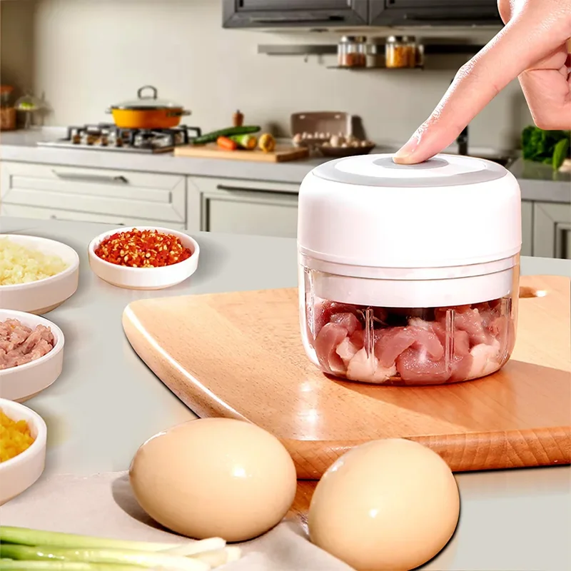 Molinillo de ajo eléctrico USB, máquina de puré de ajo para el hogar, procesador de alimentos para bebés multifuncional, picadora de carne, licuadora portátil