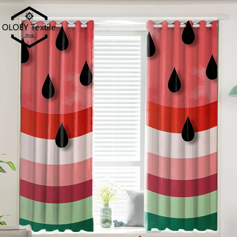 

Cartoon Watermelon Childhood Print Curtains - Customized Patterns Curtains for Living Room Bedroom Window Drapes Home Decor