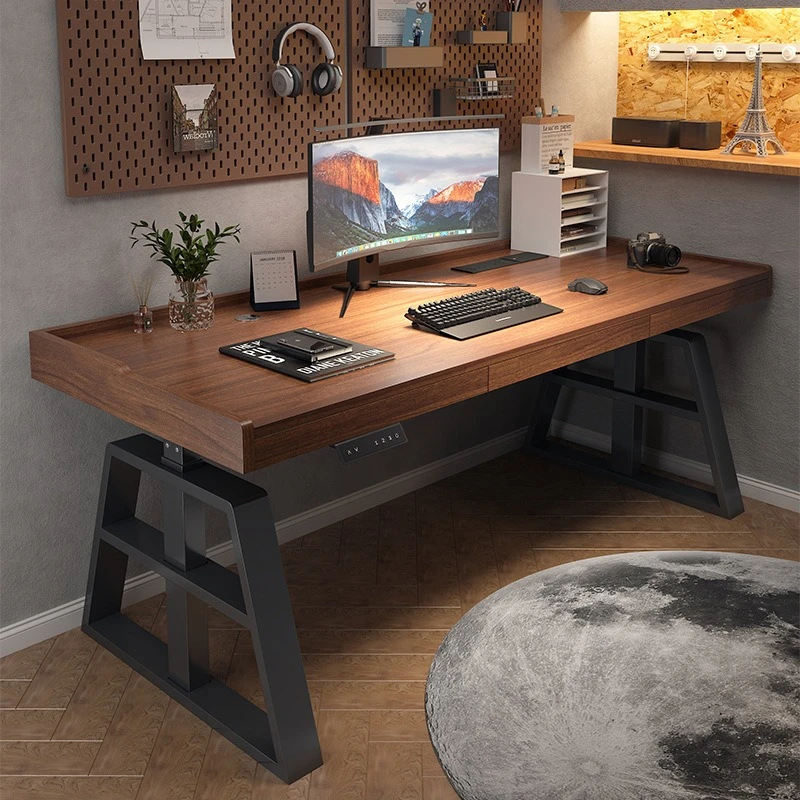 

E-sports lifting solid wood table with drawers game computer bedroom home
