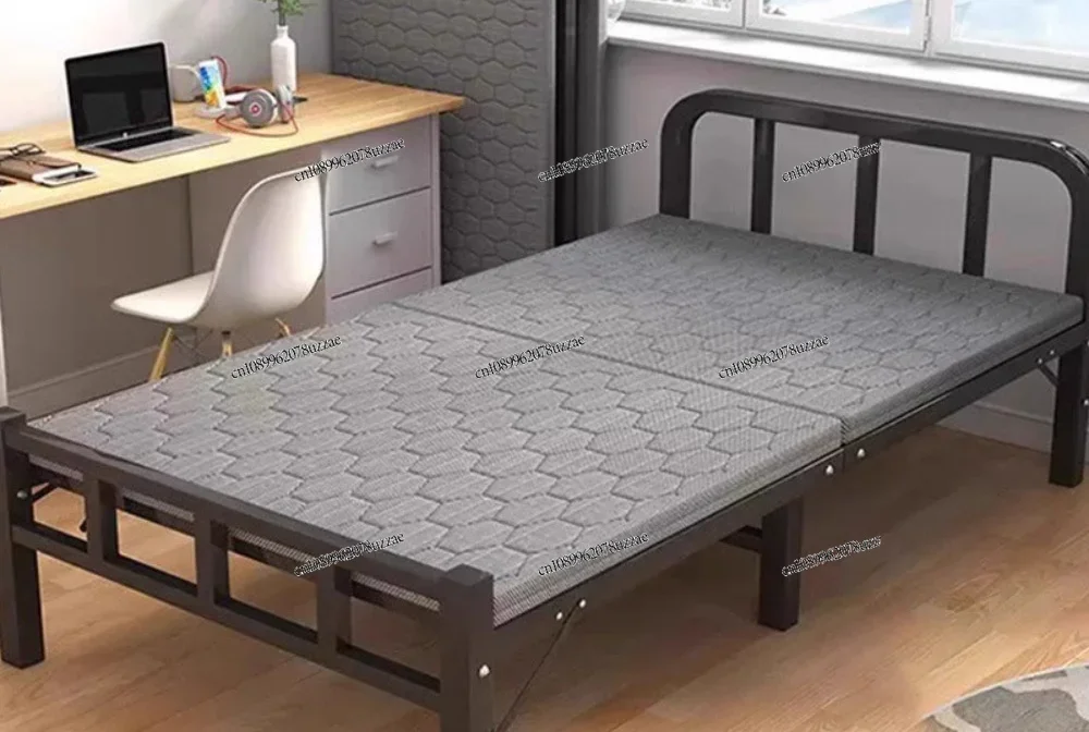 Sturdy Foldable Single Bed Space Saving Metal Frame Bed Household Practical Rest Furniture