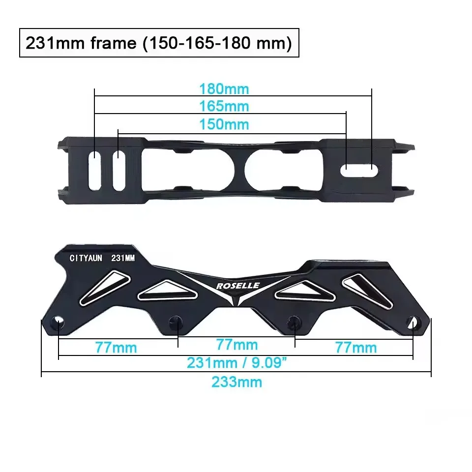 Roller Skate Frame 243 231 mm Inline Skates Chassis Aluminium Alloy Flat Frames for 76-80mm / 4x80mm Wheels Slalom Slide Skate