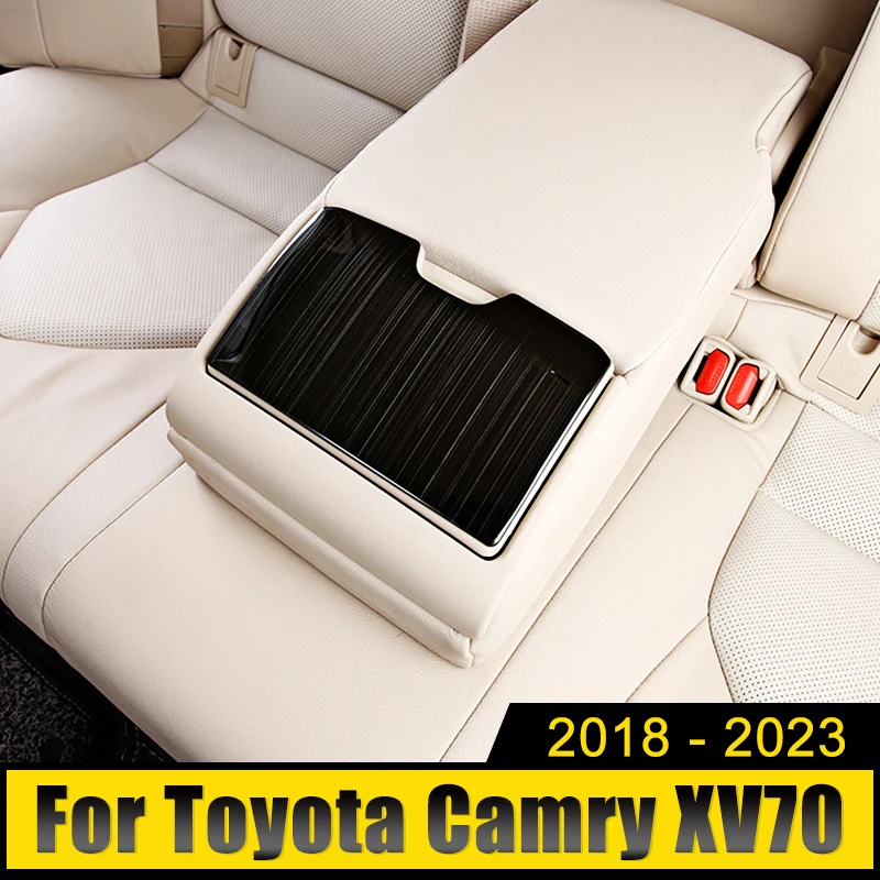 

For Toyota Camry 70 XV70 2018-2021 2022 2023 Stainless Steel Car Seat Back Row Water Cup Holder Cover Frame Panel Case Sticker