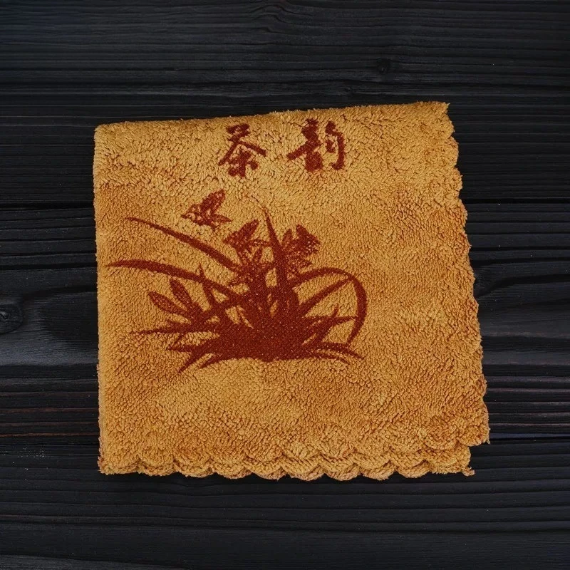 Tea Table Cloth Teapot Thickened Absorbent Tea Towel Orchid Chinese Style Zen Handkerchief Tea Ceremony Accessories