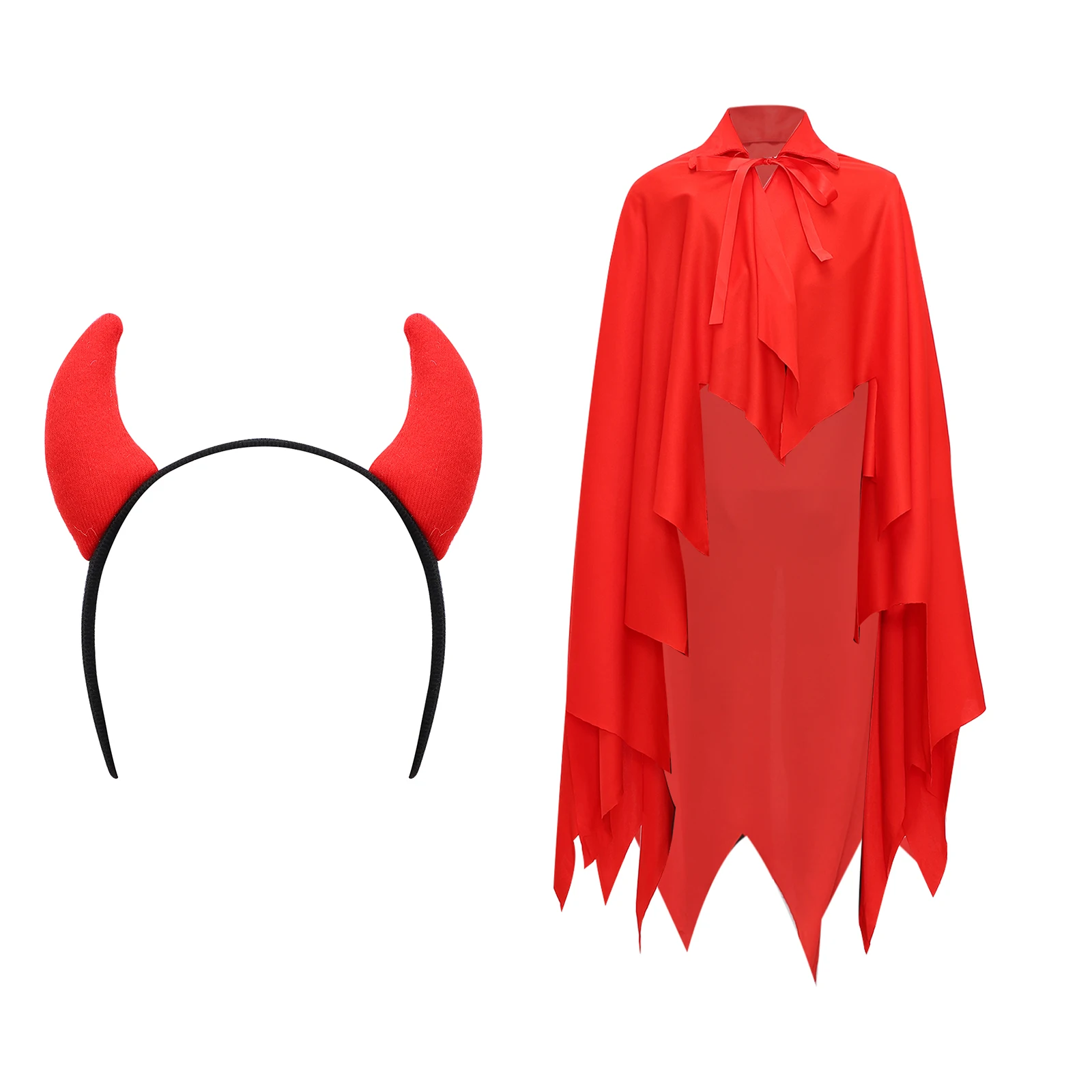 

Adult Boys Girls Bad Red Demon Horns Headdress Cosplay Suits Evil Headwear Christmas Halloween Birthday Party Costume Roleplay