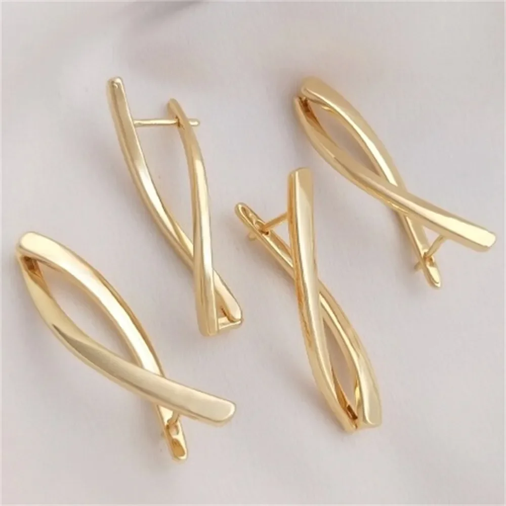 14K Gold Wrapped Twisted Earrings Fashionable Luxurious Fish Shaped Ear Buckle DIY Ear Jewelry Handmade Material Accessories