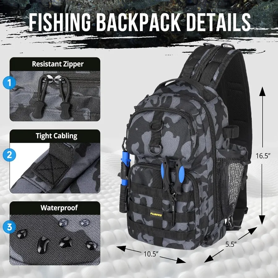 حقيبة ظهر مقاومة للماء لصيد الأسماك مع صناديق أدوات متكاملة وحامل قضيب لمغامرات الصيد الخارجية مثالية لتخزين الصيد