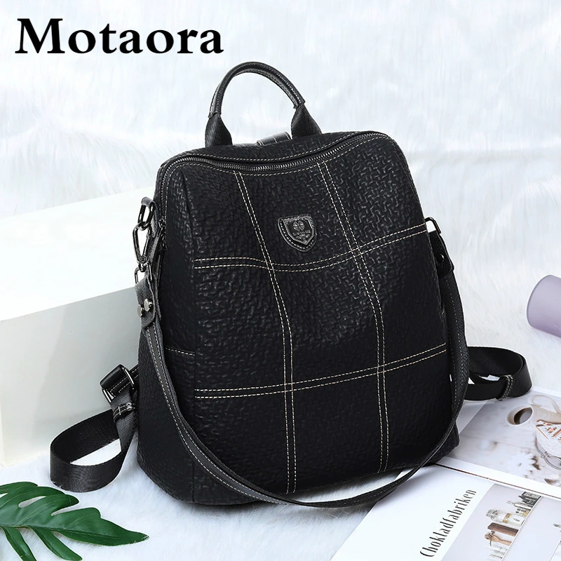 MOTAORA Women\'s Backpack High Quality Leather Backpack Ladies Large Capacity Anti-theft Shoulder Bag For Women Female Travel Bag