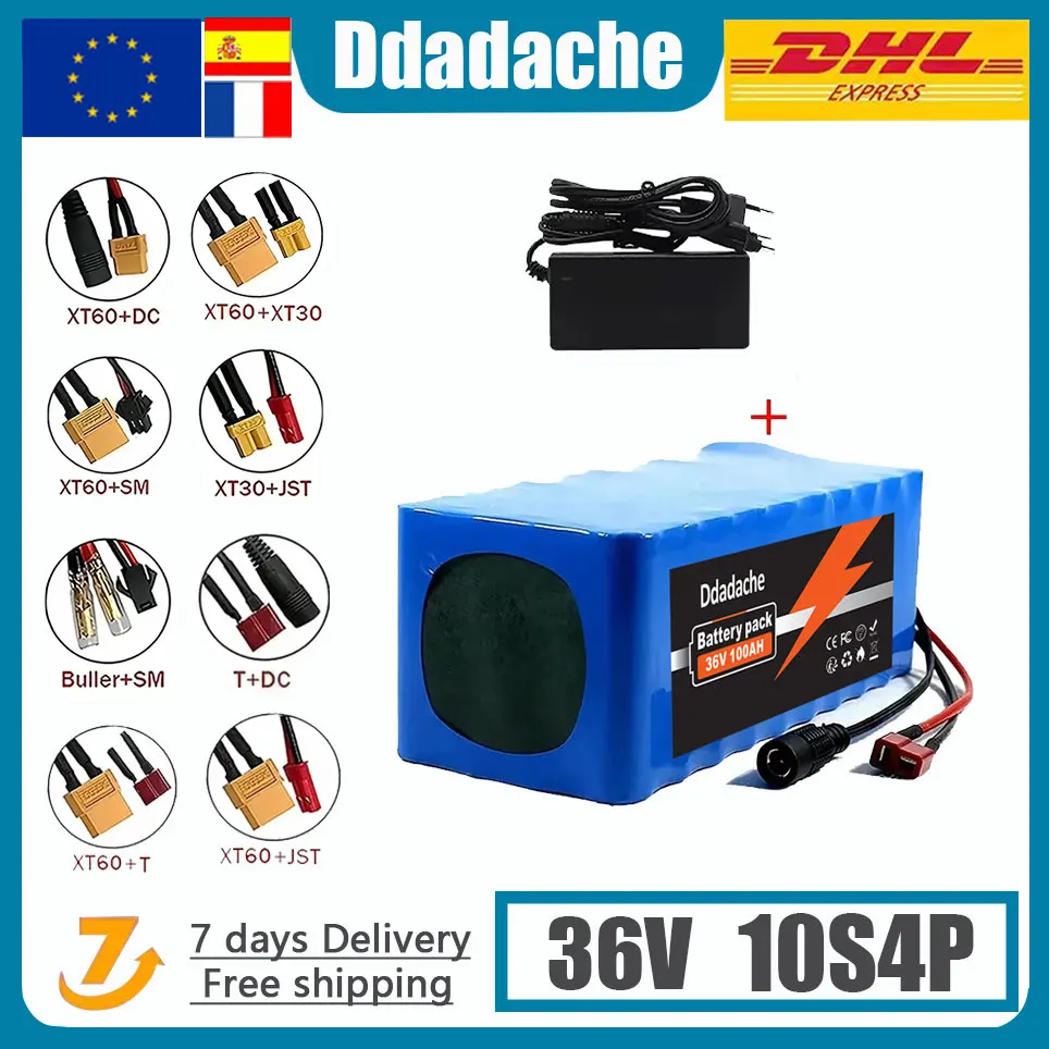 Neuer 36V 100Ah 1000W 10S4P DC/T Lithium-Ionen-Akku 100Ah für 42V E-Bike Elektrofahrrad Roller mit BMS