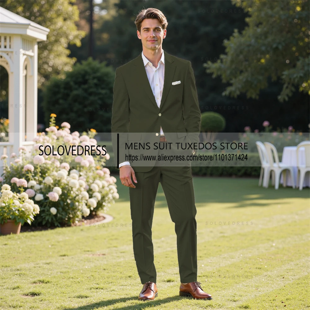 2 Pieces Summer Linen Suits Lapel Neck Single Breastes Casual Men's Suits Can Be Customized（Blazer+Pants）