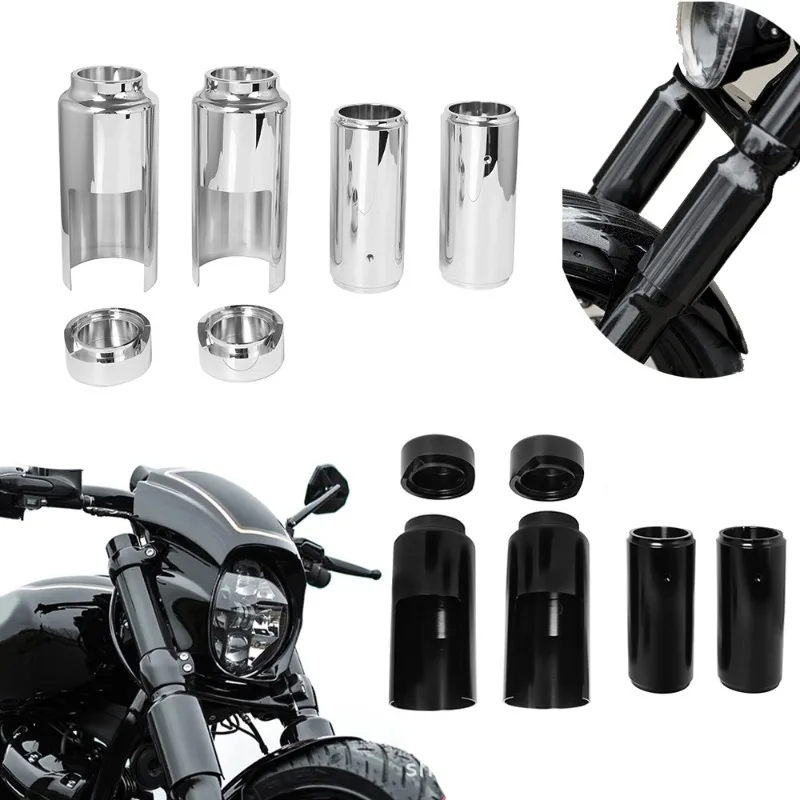 

For Harley-Davidson Street Bob 2018-2021 Modified Fork Shock Absorber Sleeve Black Front Shock Trim Cover Protection，6pcs