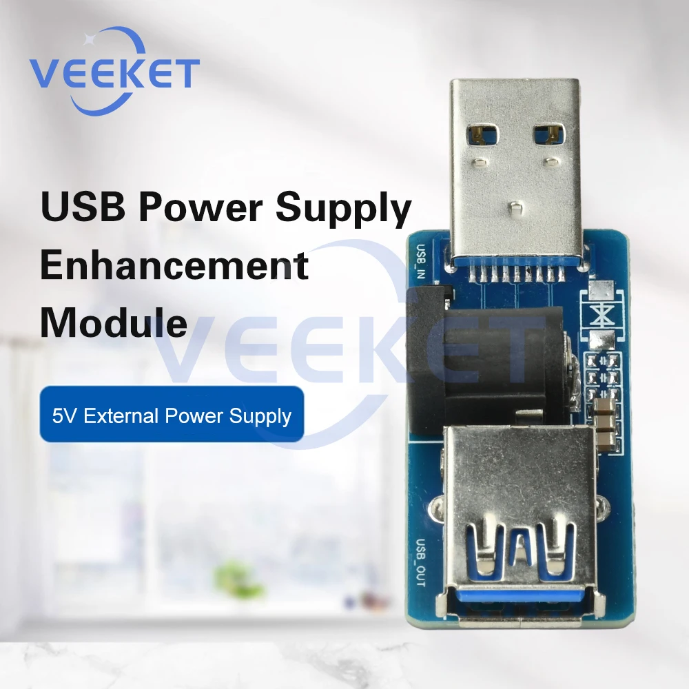 

USB Power Splitter Supply Reinforcement Module with USB and DC Power 3A External Load Power Supply 5V