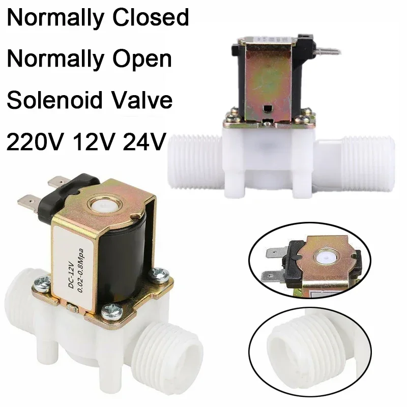 

1/2" 3/4" Male Thread Solenoid Valve AC 220V DC 12V 24V Water Control Valve Controller Switch Normally Closed Normally Open