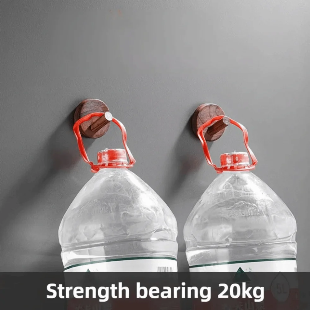 

4pcs Beech Walnut Wood Wood Hook Solid Wood Punch Free Hanging Hanger Simple Design Wood Handle Towel Hook Clothes Storage