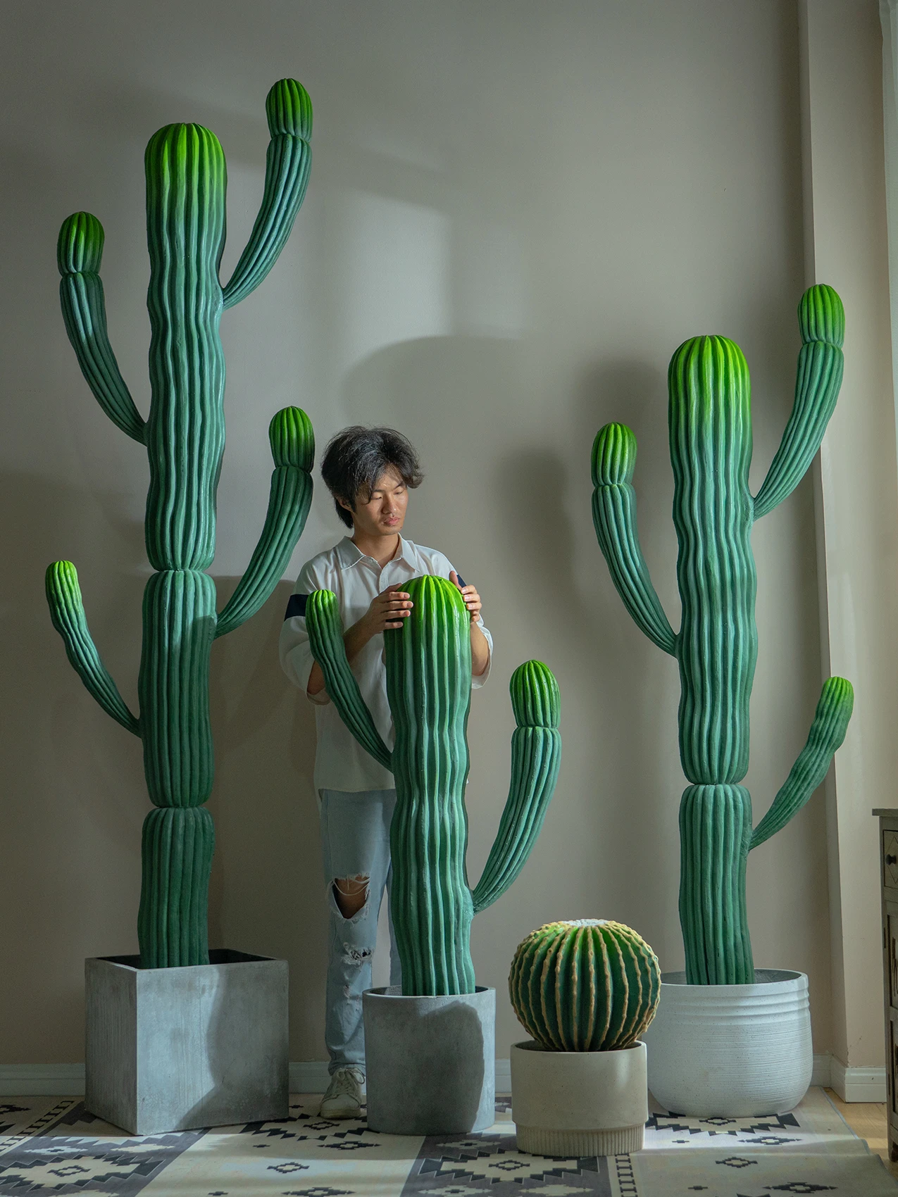 

Large-scale simulation cactus plant indoor living room artificial tree potted landscape bionic green plant cactus column