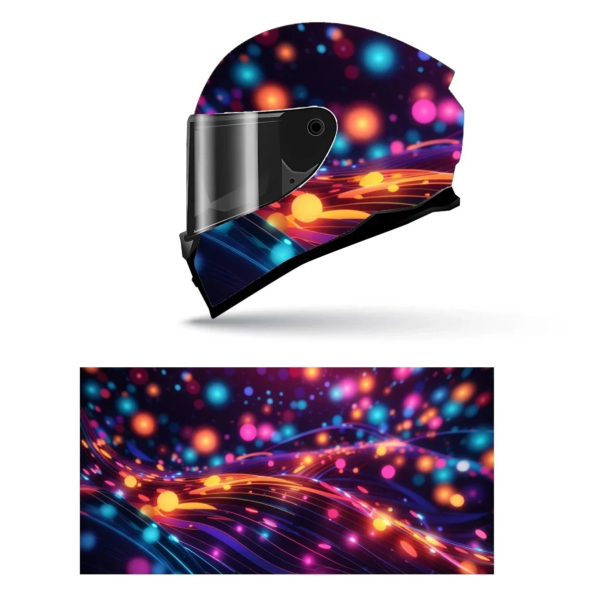 

Bright Glowing Particles Full Helmet Wrap Sticker Motorcycle Helmet Racing Graphic Decal Vinyl Wrap Helmet Decorative Sticker
