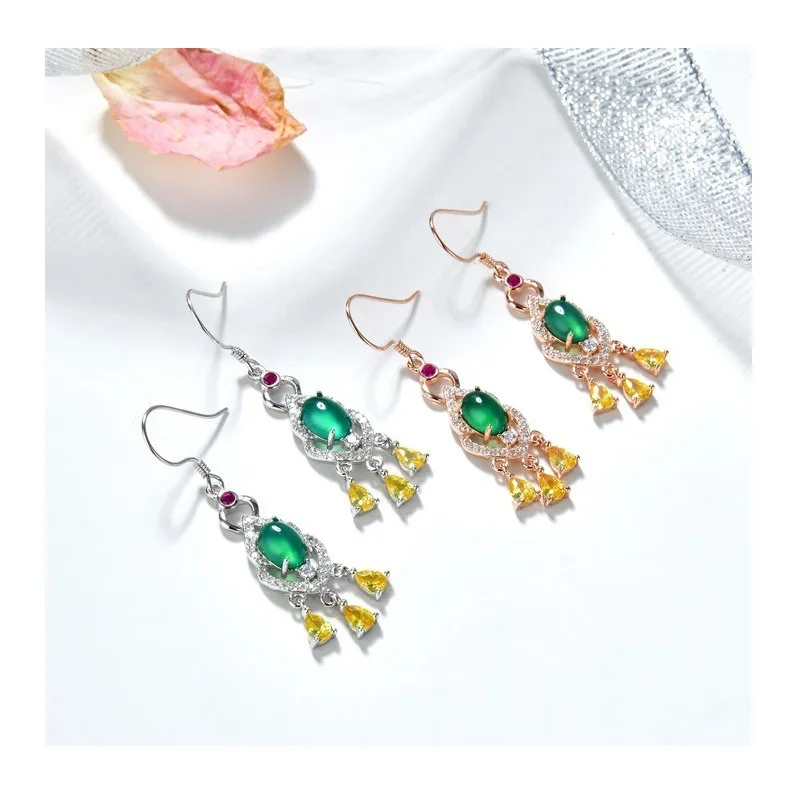 

Kalaini Retro Emerald Earrings Chinese Style Earrings Chinese Style Earrings Earrings Emerald Necklace
