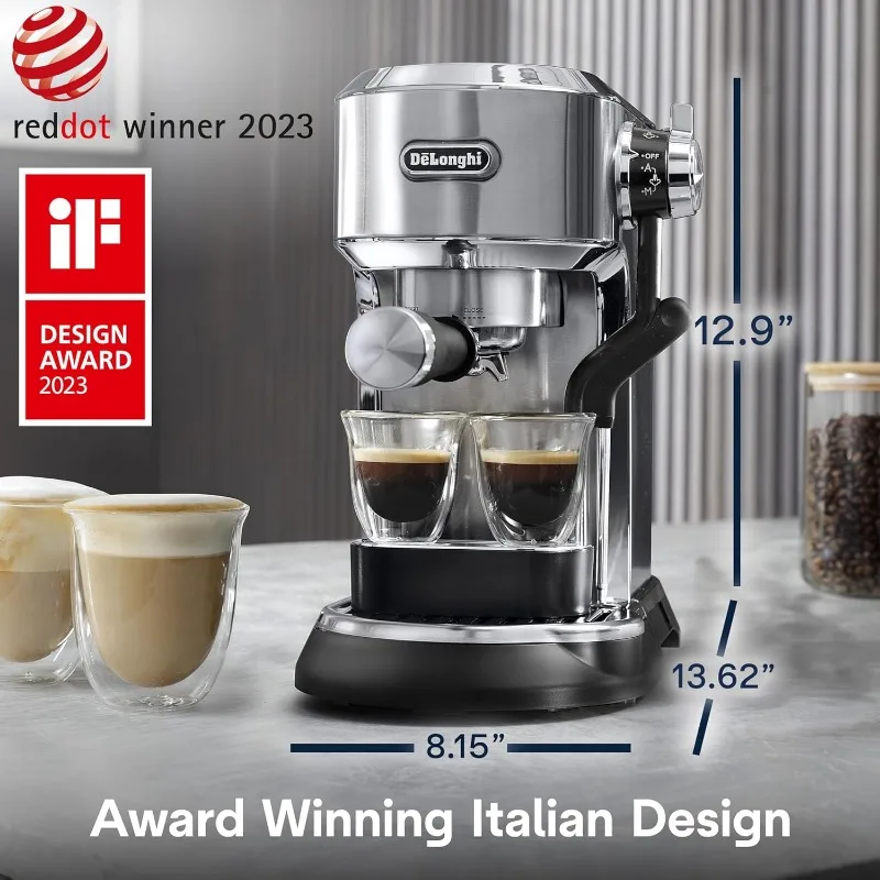 Espresso Machine with Automatic Steam Wand for Latte, Cappuccino, Coffee, Stainless Steel, EC950M