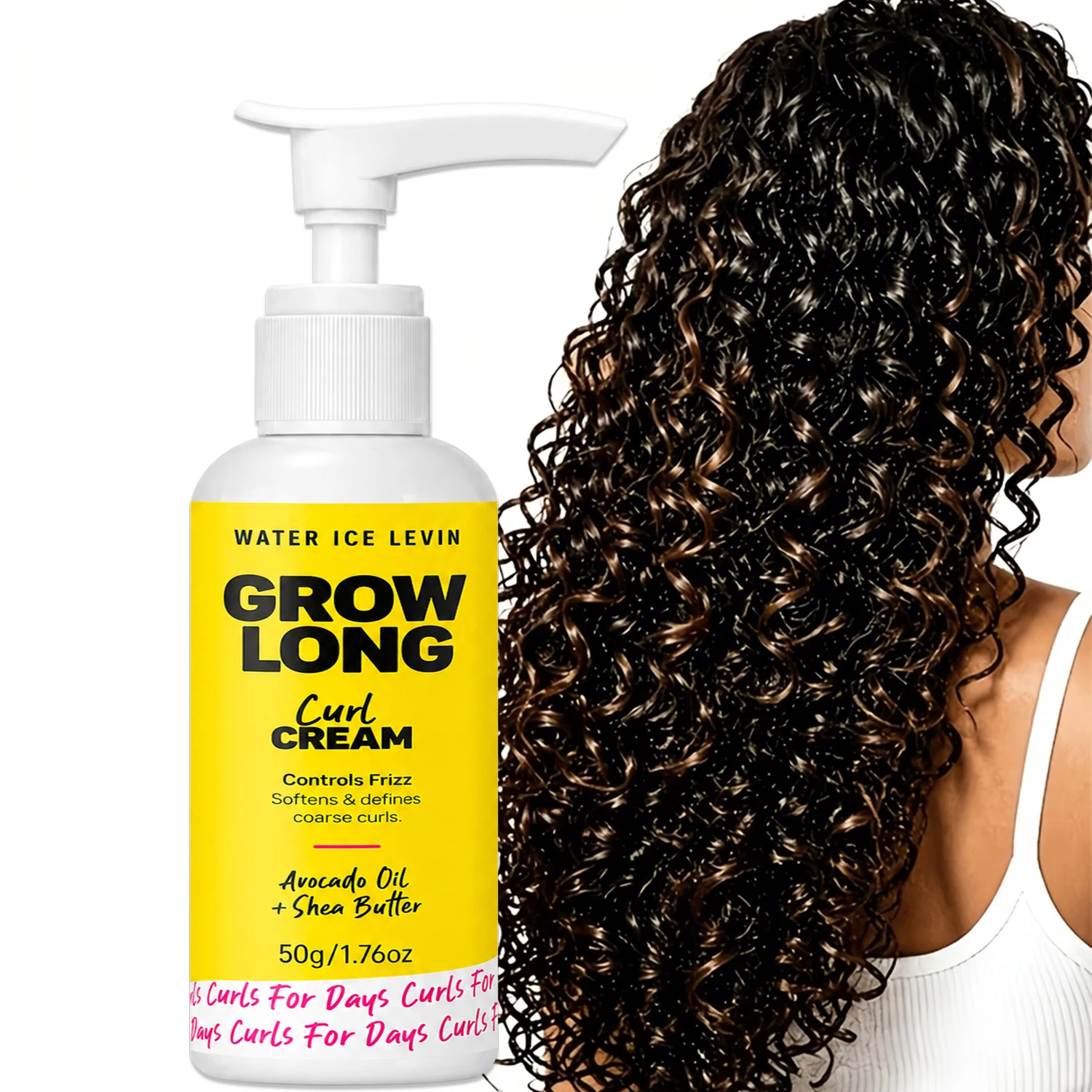 Water Ice Levin Curl Cream Long Lasting Curl Define Moisturizing Hair Styling Cream Control Bad Frizz Easily All Day