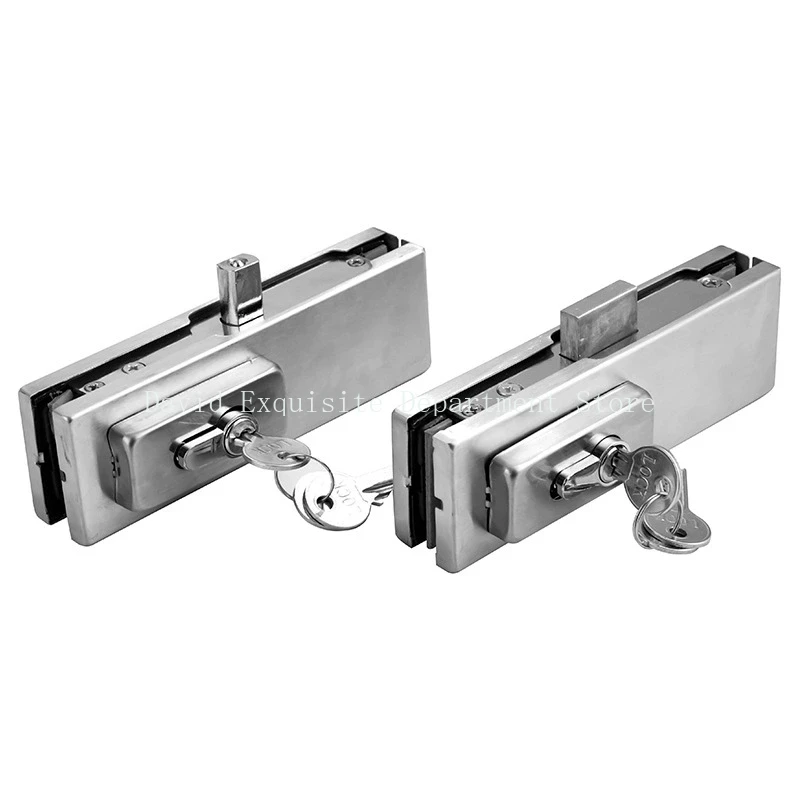 Glass Door clips Lock/bolt/ Ground latch,strengthen,stainless steel,no drilling ,fine drawing,Frameless glass door,10-12mm
