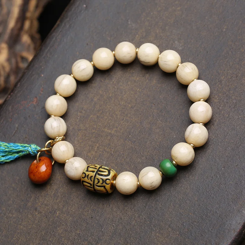 

Single-strand Tibetan-style camel bone “Lu Lu Tong” turquoise bead bracelet for collection and handling