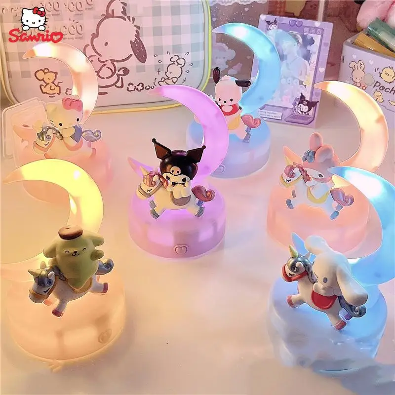 Kawaii sanrio acessórios dos desenhos animados lâmpada de mesa kuromi cinnamoroll mymelody bonito mesa luz da noite brinquedo quarto decoração presente aniversário