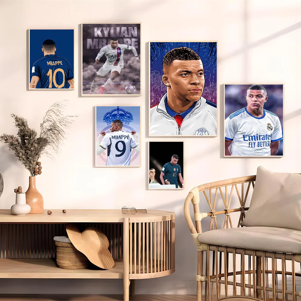 Football Cool-M-Mbappe Superstar Anime Posters Sticky Whitepaper Sticker DIY Room Bar Cafe Kawaii Room Decor