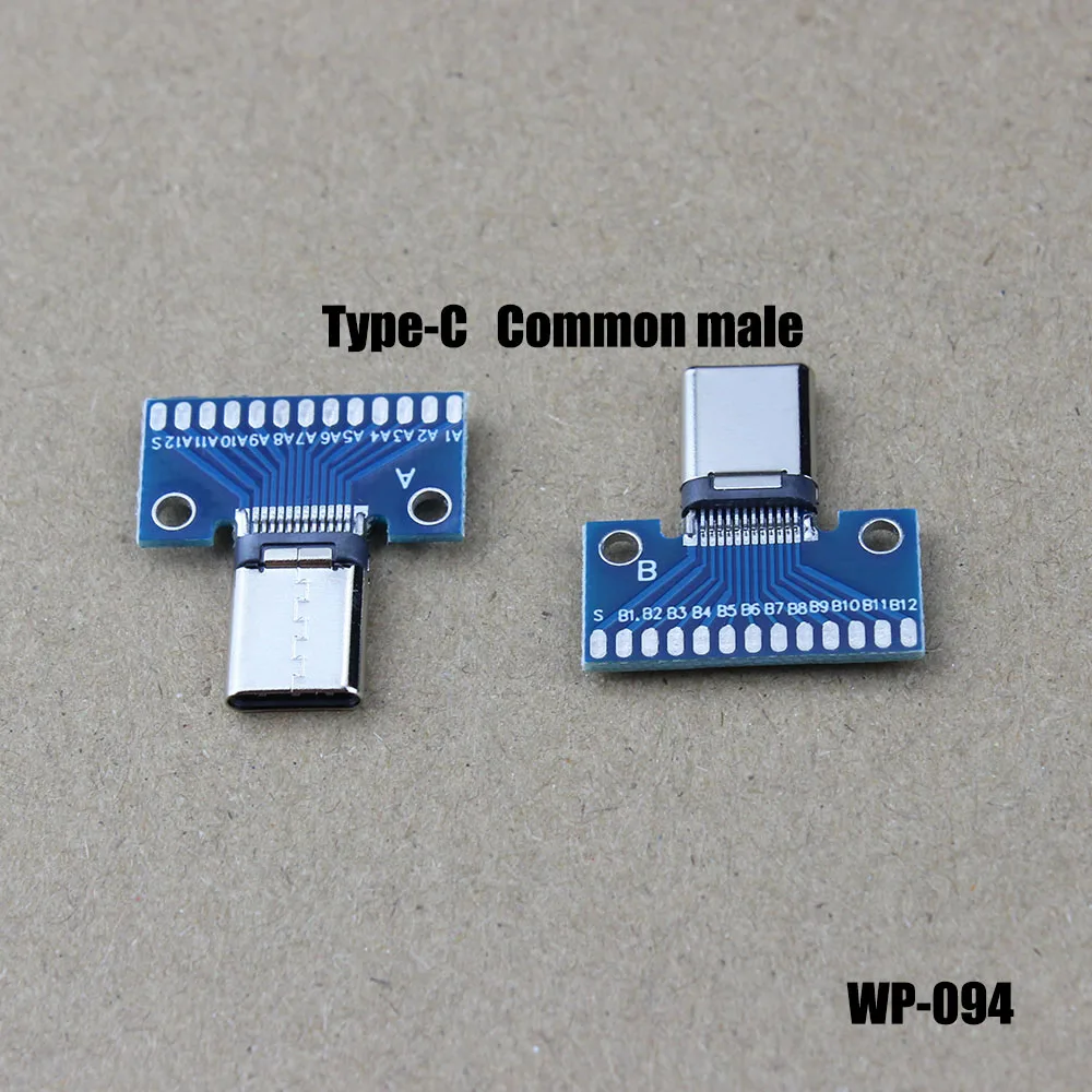 

1pc TYPES USB 3.1Type C Connector 24+2P Common Male Plug Receptacle Adapter to Solder & Wire Cable PCB DIY Test Board 5.0 WP-094
