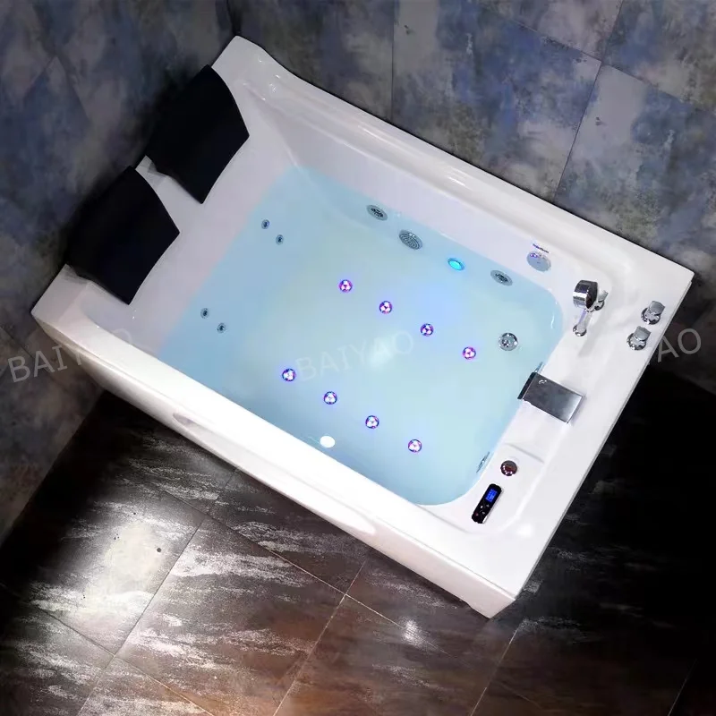 

Luxury Two-Person Acrylic Bathtub With Intelligent Control, Massage Jets, Spa Therapy, And LED Lights