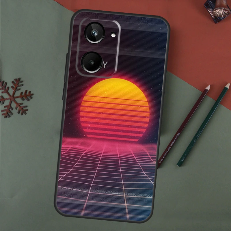 80S Vaporwave Retro Synthwave Sunset For Realme 11 8 9 10 Pro Plus GT Neo 5 3 3T 2T C21Y C31 C25 C21 C11 C30 C33 C35 C55 Case