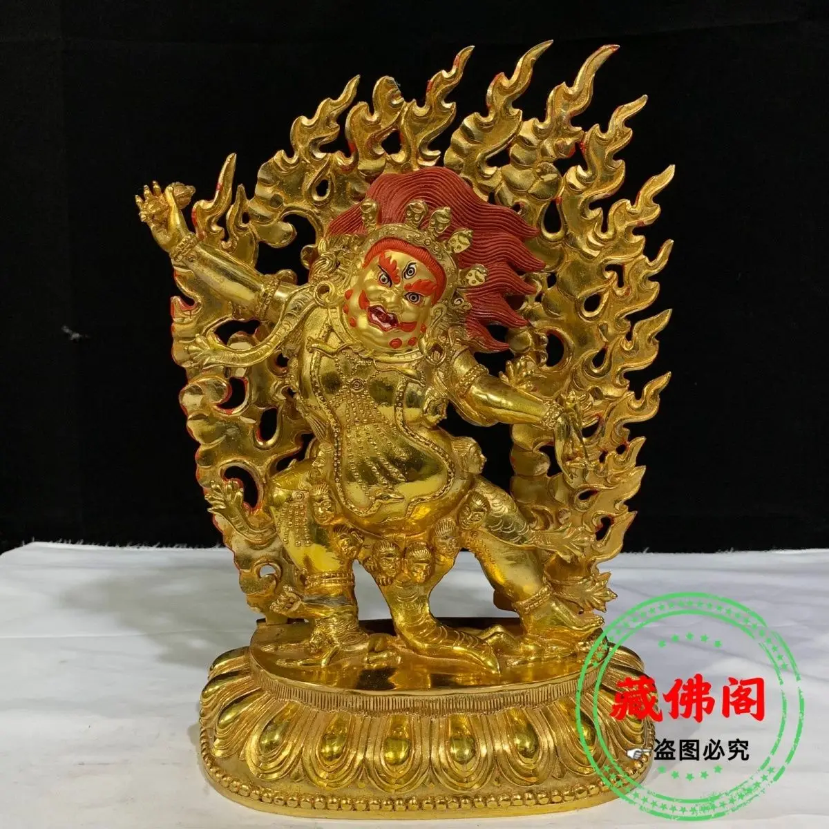 

10-inch Angry Lotus Master protects pure copper, seiko Tibetan 1-foot Buddha King Kong hollow new gold-plated ornaments