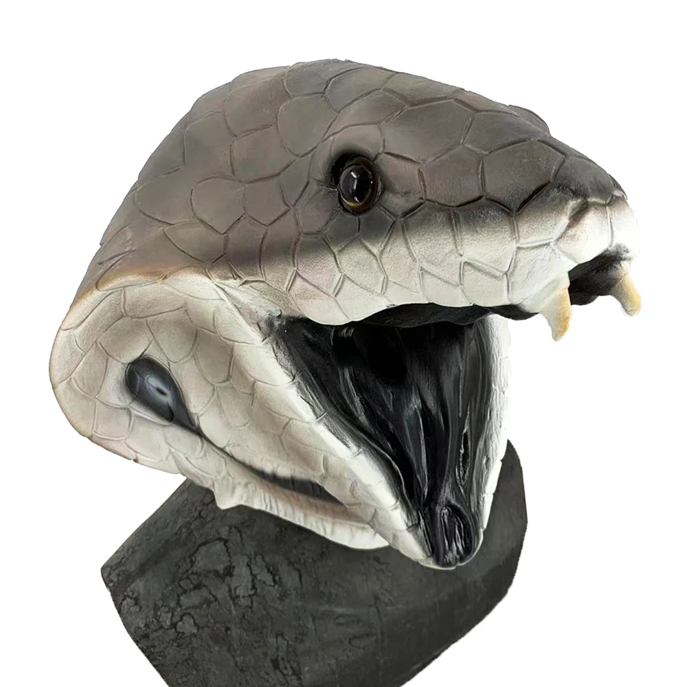 Cobra Head Mask Realistic Halloween Creepy Latex Animal Snake Mask for Cosplay Carnival Party