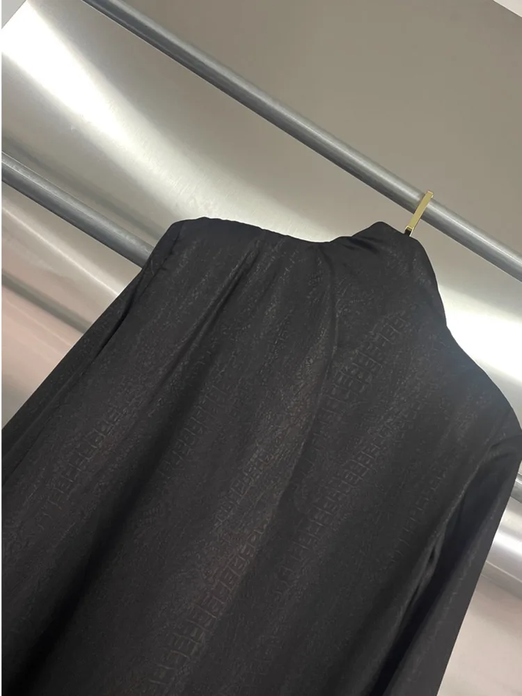 DFDG 2025 فستان عمل أنيق للنساء لربيع وصيف بأكمام طويلة وربطة عنق وأزرار ذهبية عالية الخصر فستان حفلات الزفاف للضيوف #4