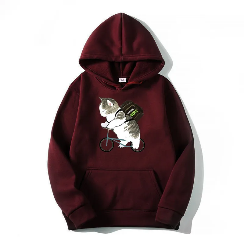 Men Women Hoodies Fashion Cartoon Cat Pattern Printed Graphic Sweatshirts Loose Casual Harajuku Hooded Pullover Sportwear