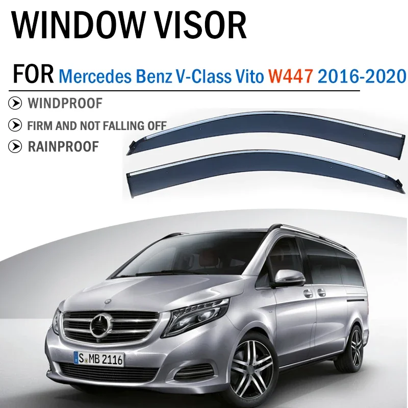 FOR Mercedes Benz Viano V-Class Vito W447 W639 Window Visor Deflector Visors Shade Sun Rain Guard Smoke Cover Shield Awning Trim