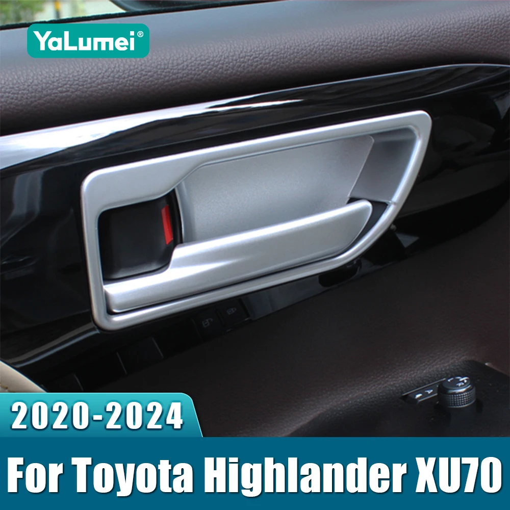 

For Toyota Highlander XU70 Kluger 2020 2021 2022 2023 2024 Hybrid ABS Car Inner Door Bowl Decorative Frame Cover Trims Stickers