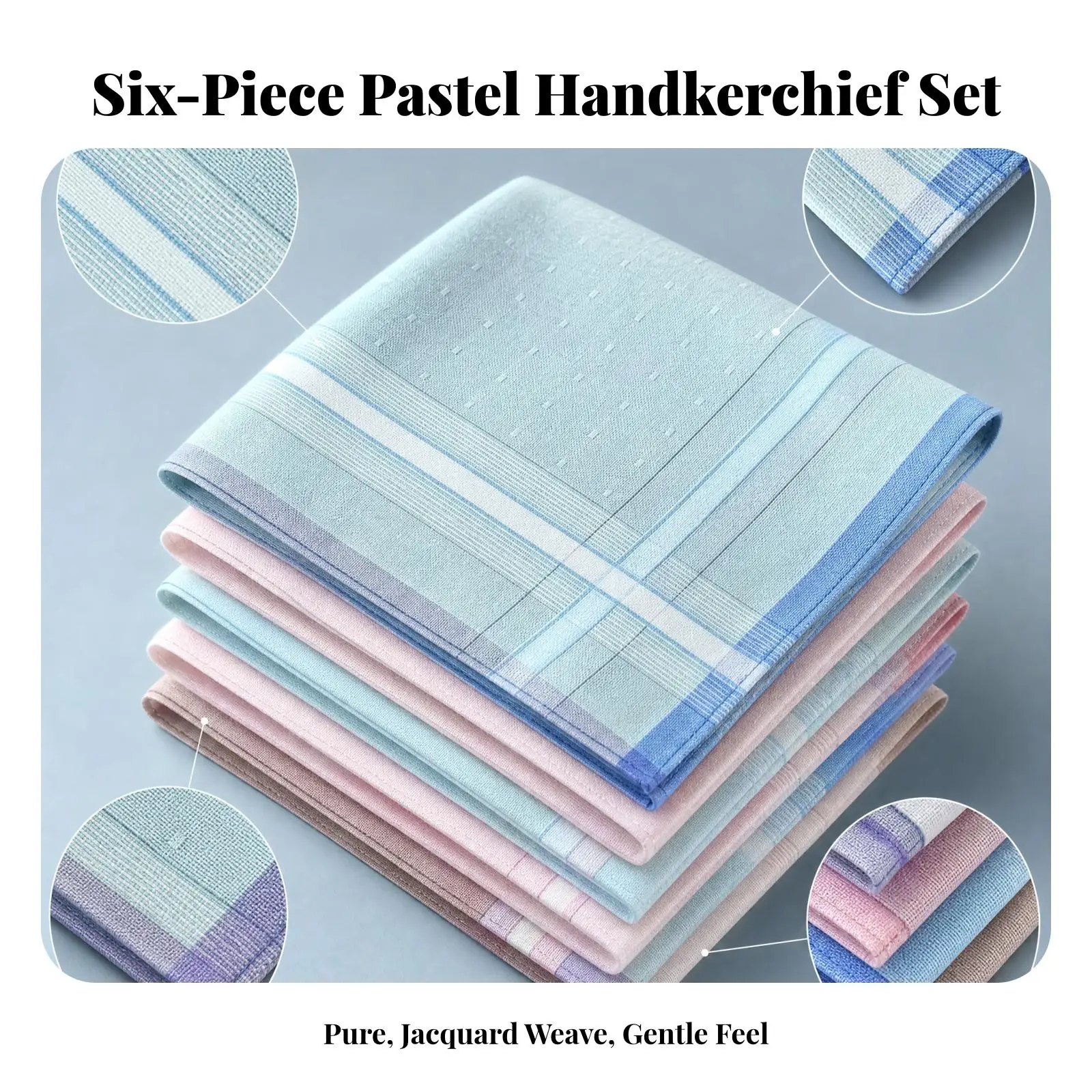 Men Cotton Handkerchief White Pocket Square Jacquard Woven Plaid Striped Cloth Skin Friendly Absorbent Lightweight Suit