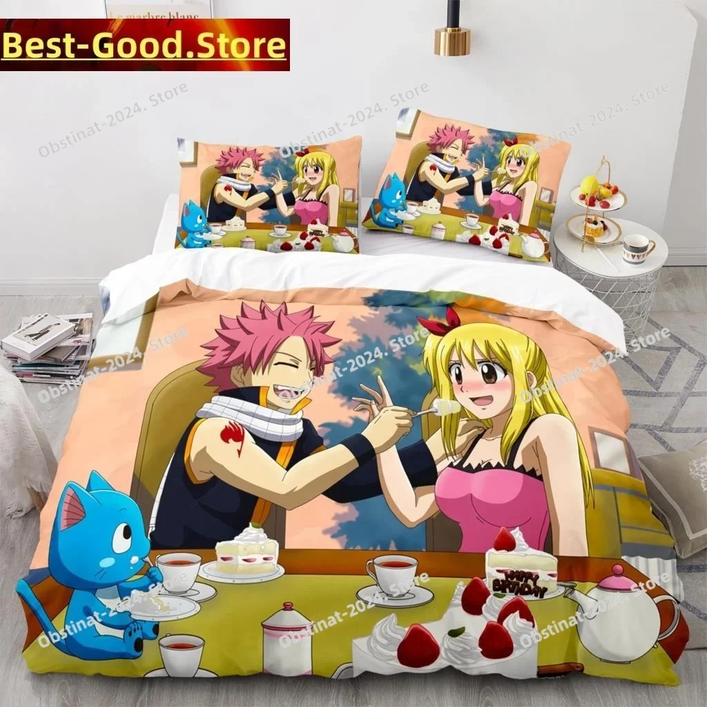 

3D New Fairy Tail Bedding Set Japanese Anime Printed single Comforter Quilt Bed Duvet Cover Pillow Case 3 Pieces Kids Adult Size