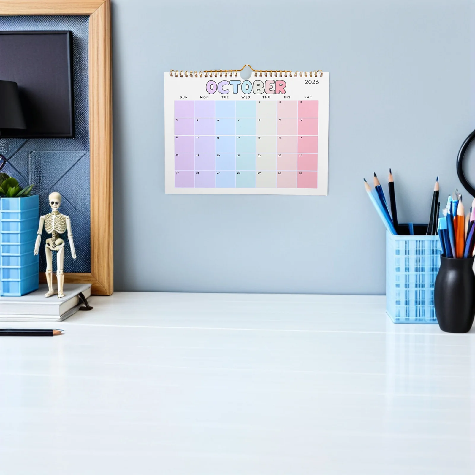 Wall Planner 2026 Monthly Schedule Calendar Coil Bound Paper Organizer for Office Home School Planning Functional Decor