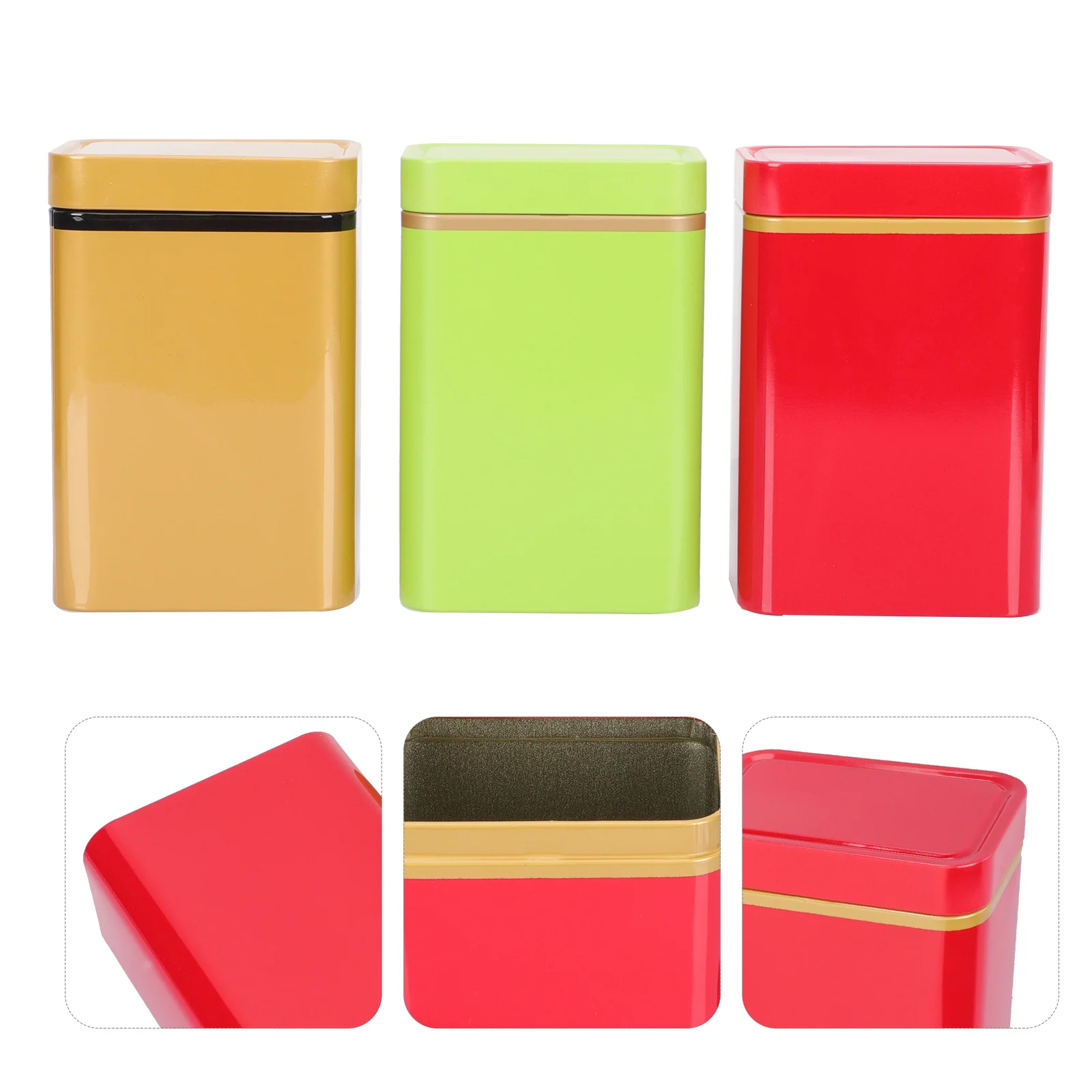 

3Pcs Tinplate Tea Canister Sealed Tea Container Storage Jar for Coffee Sugar Candy Home Decoration Storage Can