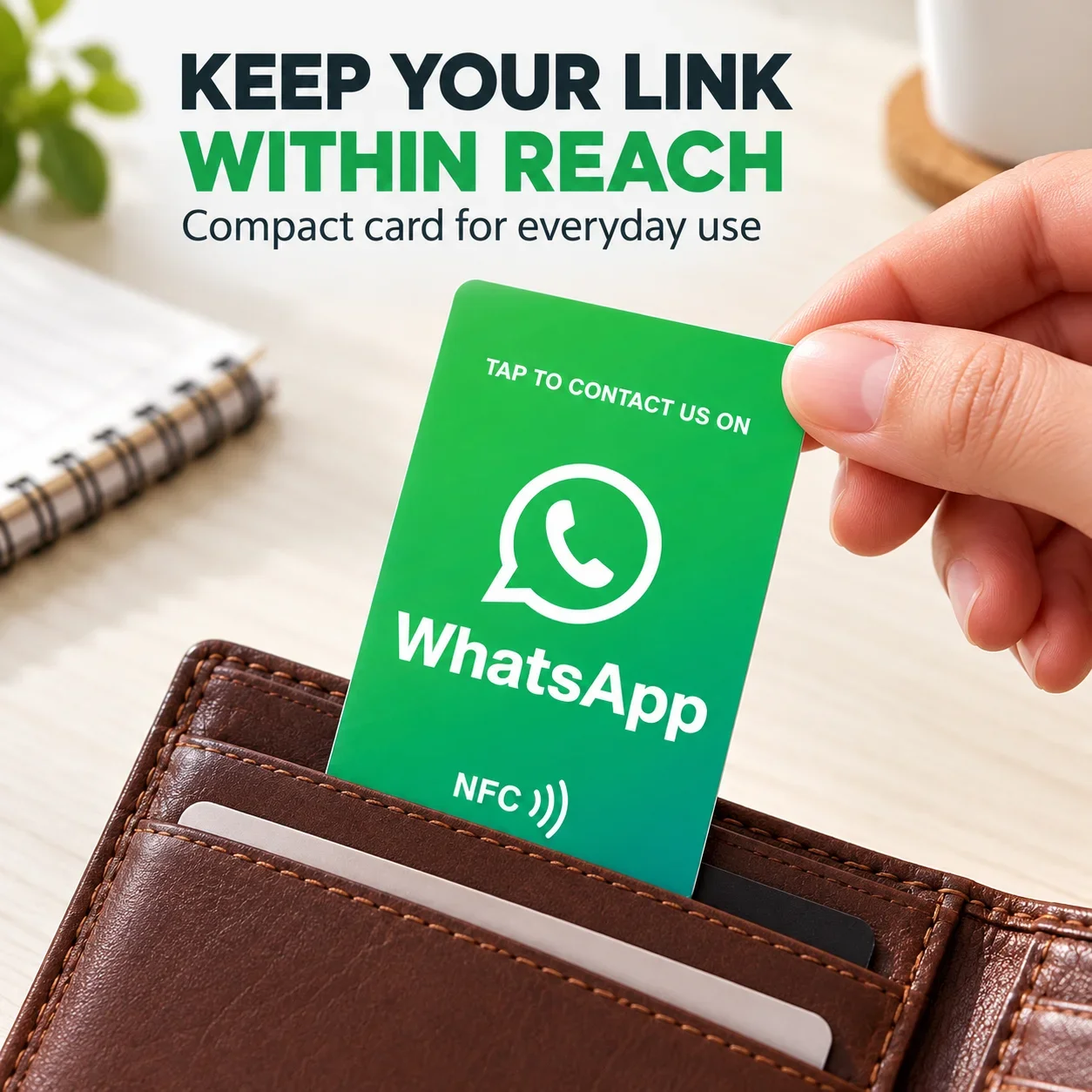 1pc NFC Contact Card for WhatsApp NTAG215 Rewritable Green Gradient PVC Business Contact Link Sharing for Business Events