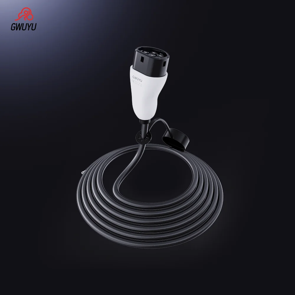 GWUYU O10 Electric Vehicle EV Charging Cable 5M Type 2 Plug 3.5 KW 7KW 11KW 22 KW 16A 32A 3 Phase 480V for Car Charger Station