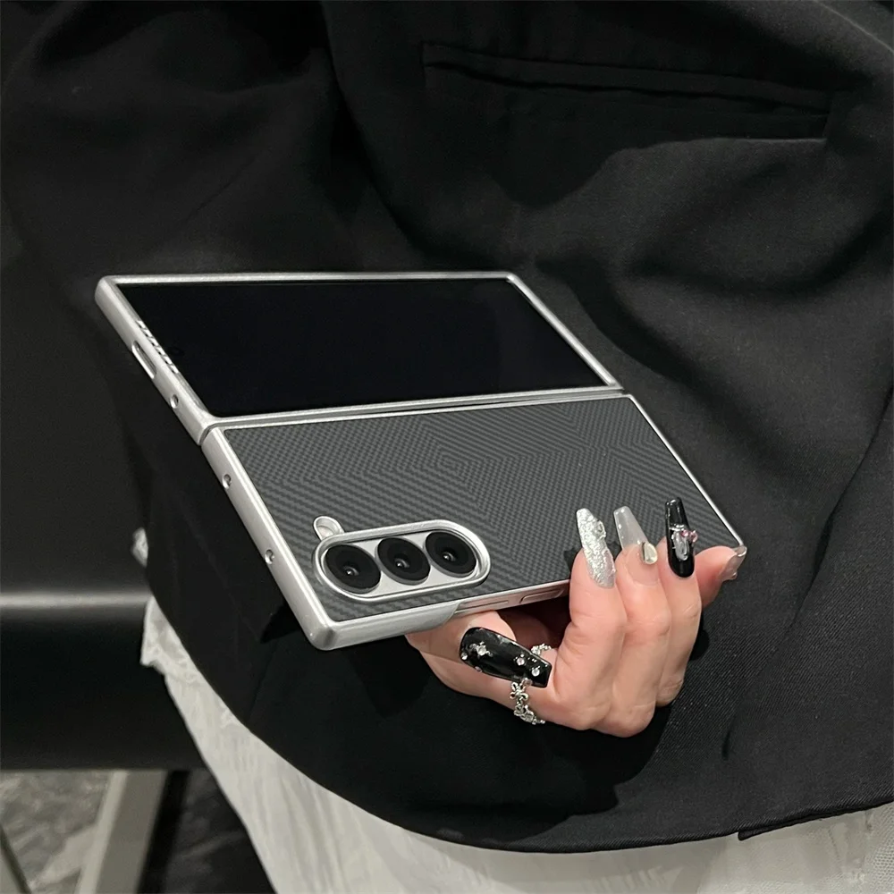 Роскошный чехол для телефона с кевларовым узором из углеродного волокна для Samsung Z Fold 7 6 5 4, противоударный бампер, матовая однотонная задняя крышка