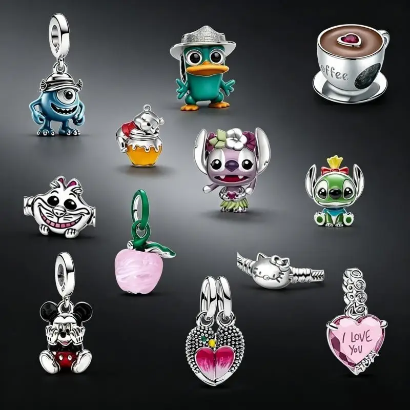 Abalorios de Plata de Ley 925 de Disney Lilo & Stitch, Nueva Serie, Colgante para Pulsera, Collar, Joyería DIY, Regalo de Cumpleaños para Mujer