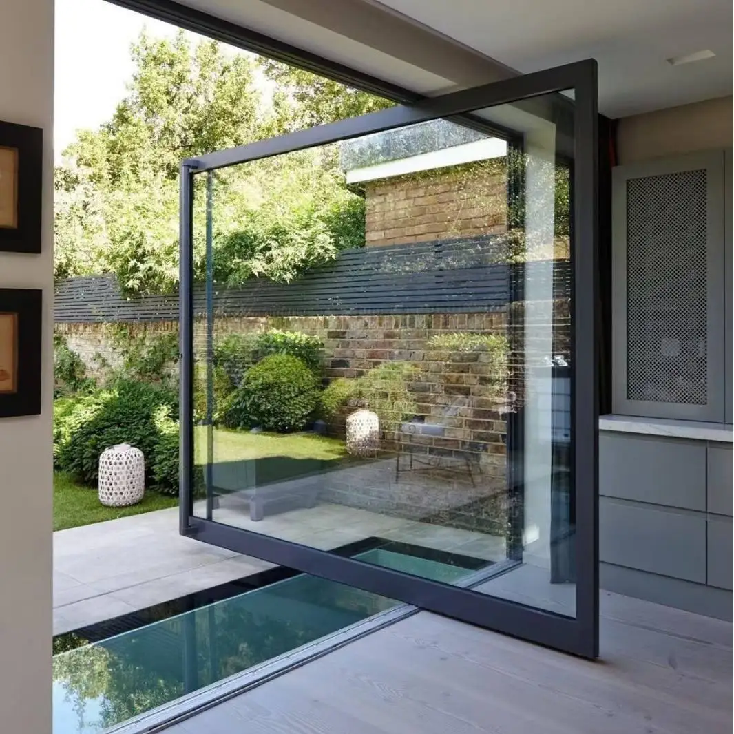 Best Selling Aluminum Frame Tempered Glass Pivot Door Fashion Entrance Large Revolving Doors Rainproof Revolving Glass Doors