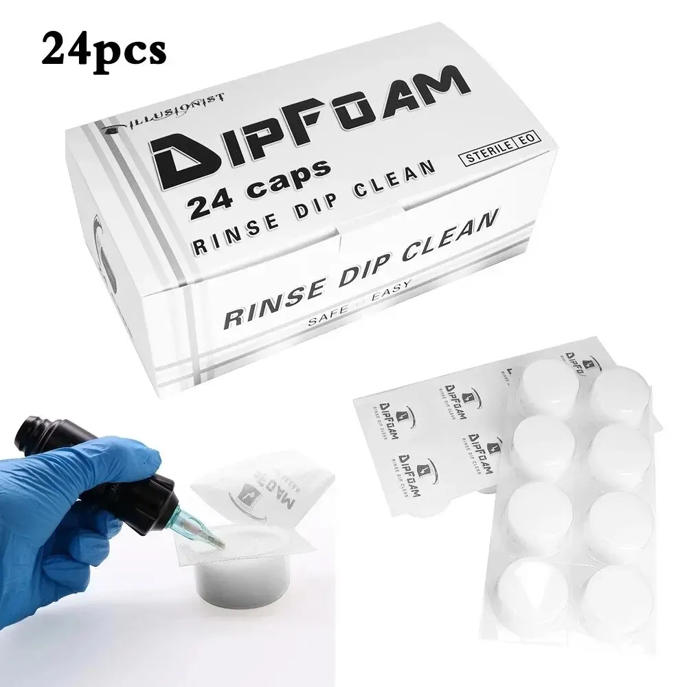 24pcs/Box Disposable Tattoo Needle Cleaning Sponge Cartridge Dip Foam Cup Cartridge Needle Cleaning Cup Tattoo Ink Accessories