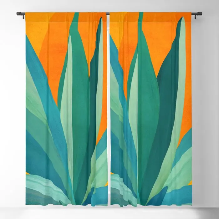 

West Coast Sunset With Agave Blackout Curtains 3D Print Window Curtains For Bedroom Living Room Decor Window Treatments