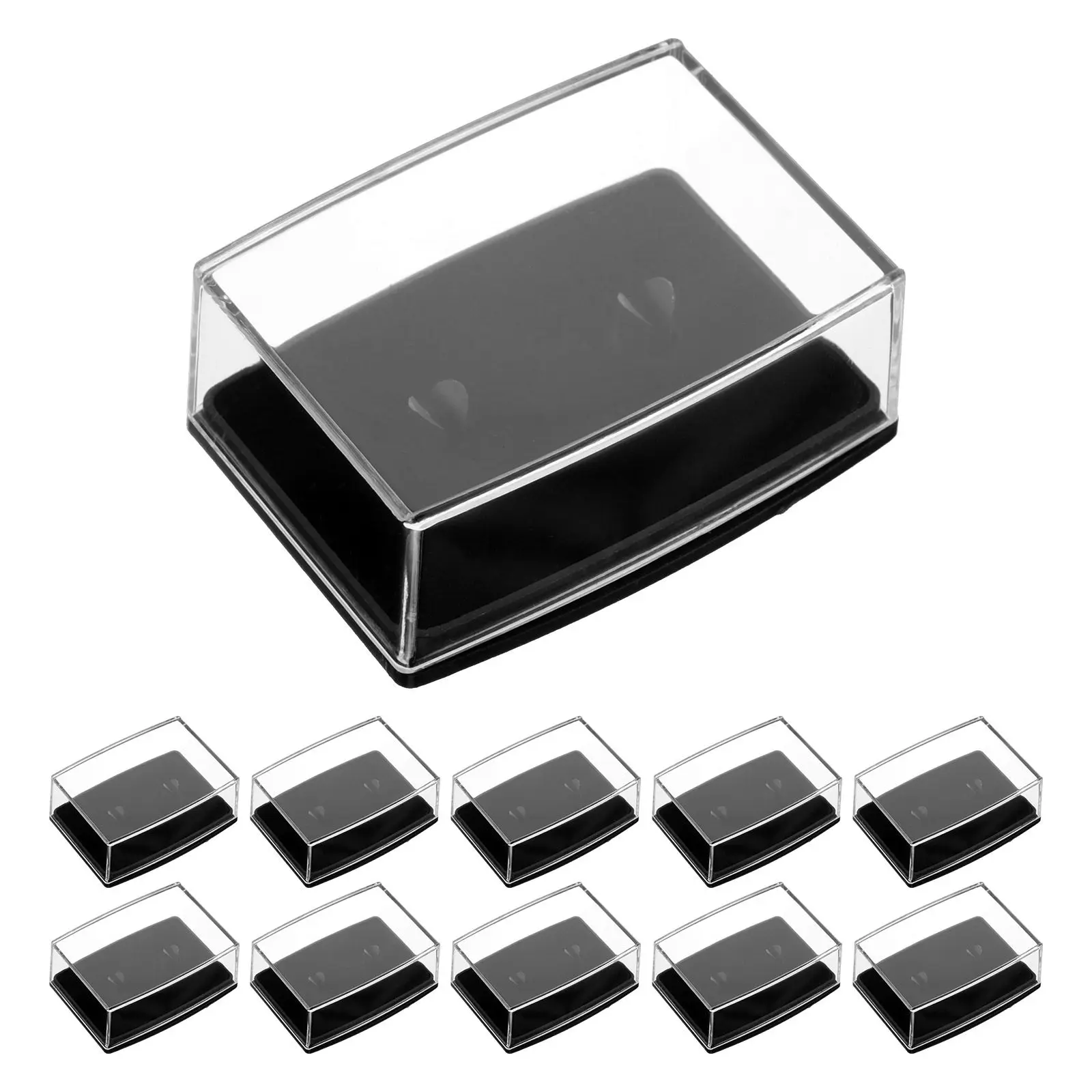 18Pcs Clear Cufflink Storage Boxes Classic Travel Jewelry Organizer Lightweight Portable Plastic Display Case for Rings and