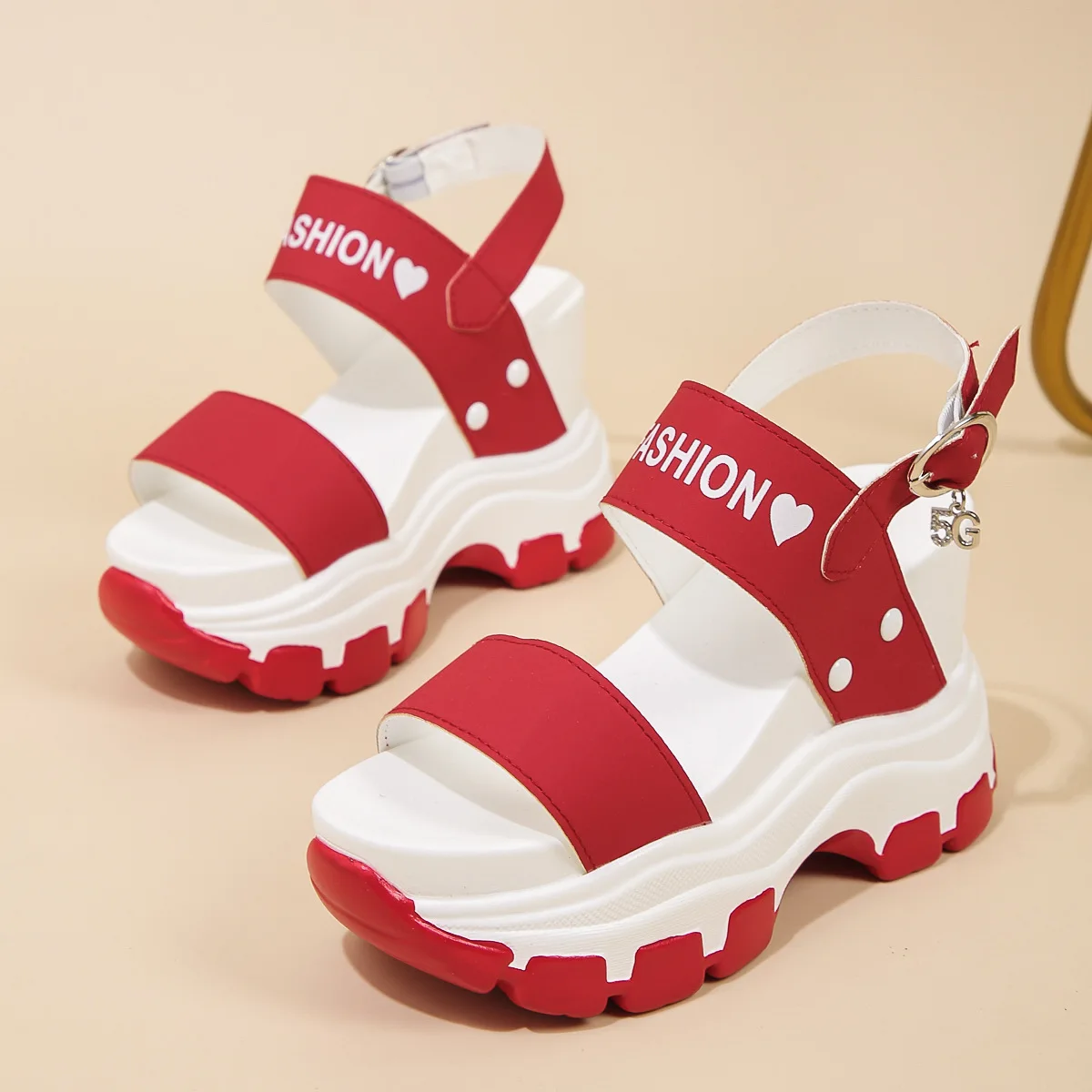 Platform Sandals Women 2024 New Summer Chunky High Heels Female Gladiator Wedges Shoes for Women Fish Toe Red Sandalia Feminina