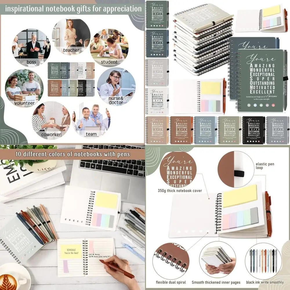 

50 наборов 100-сторонних блокнотов в стиле бохо со спиральными наклейками и ручками — идеально подходят для рождественских подарков и благодарственных сообщений